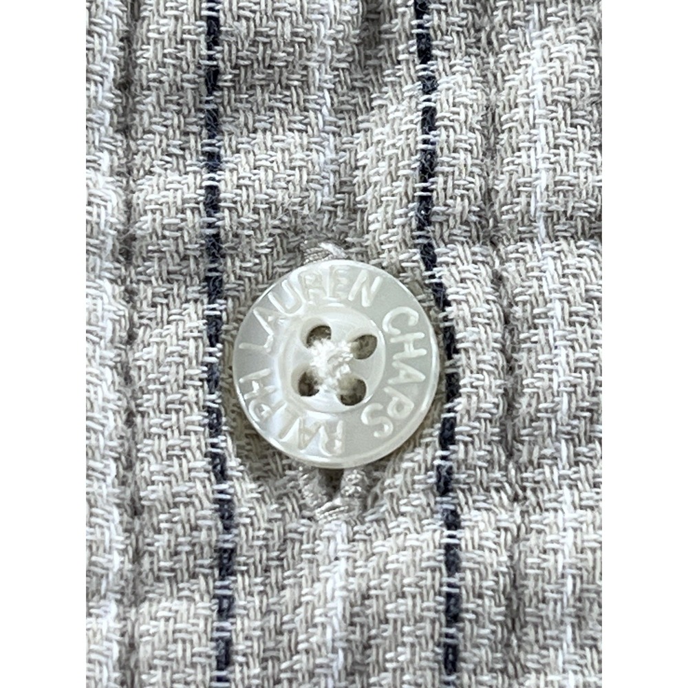 VTG Chaps Ralph Lauren Button Dn, Shirt, Red, White, And Blue Pinstripe, Size XL - Picture 8 of 9
